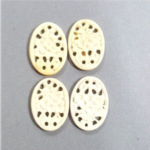 BONE OVAL FLOWER 23X33MM IVORY COLOR(4 PCS/BAG)